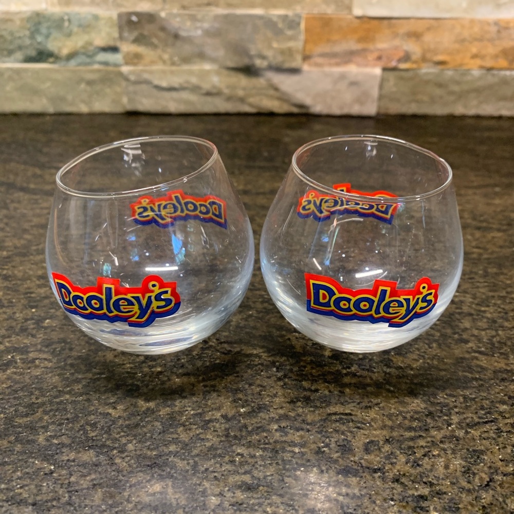 DOOLEYS | Set of 2 | Vintage Roly Poly Liqueur Glasses